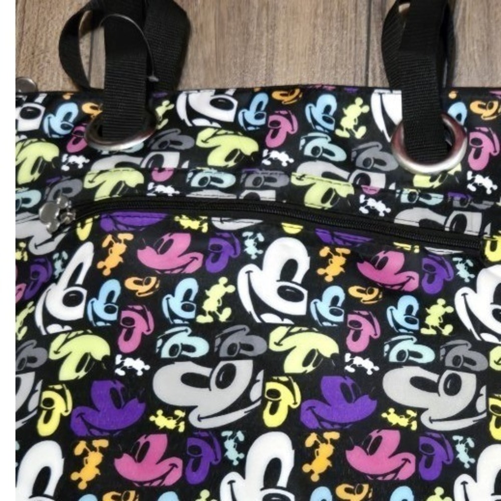 Disney Parks Large Water Resistant Tote Bag All Over Print Colorful Top Zip Bag - Picture 4 of 10